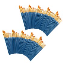shangren 100pcs 얼굴 바디 페인팅 네일 아트에 대 한 나무 손잡이 아티스트 페인트 브러시 세트, 설명, 블루, 나무, 나일론