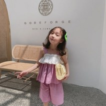 주니유니 퍼플프릴상하세트 아동복 아동상하복 바캉스룩 자매룩 자매옷