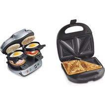 해밀턴 비치 듀얼 아침 맥모닝 메이커 & 샌드위치 메이커, 실버 더블, Sandwich Maker + S