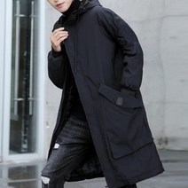 남자후드코트 블랙 롱 패딩