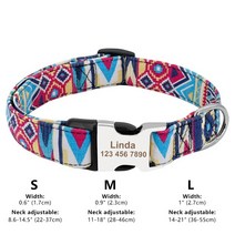 사용자 정의 나일론 개 목걸이 패션 인쇄 강아지 애완 동물 고리 새겨진 이름 작은 중형 Pug, 07 019 Light Blue_02 M