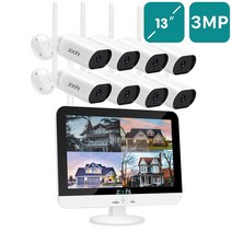 월사용료 무료 원격접속 QHD 고화질 무선 8채널 올인원모니터녹화기+CCTV, 4채널카메라+올인원모니터
