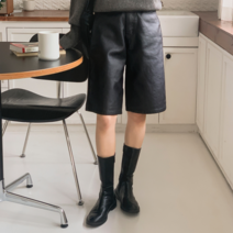 린다샵 라토메 코팅 기모 와이드 6부 팬츠