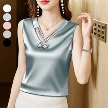 여성 민소매 블라우스 나시 티셔츠 실크 정장코디 여름의류ZH23032009