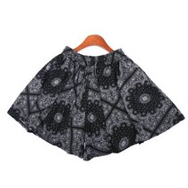 여자 여름철 시원한 원단 치마바지 허리밴딩 숏팬츠 오피스룩 배색 세미 가을