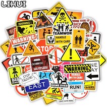 스키폴대 스키폴 100 pcs 금지 표지판 스티커 경고 위험 알림 방수 데칼 스티커 diy 자동차 노트북 가방 오토바이 스노우 보드, 없음