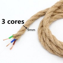 전선관 전선탈피기 전선 빈티지 로프 트위스트 전기 와이어 대마 직조 섬유 케이블 꼰 레트로 펜던트 라이트 코드 2*0.75mm, [02] 3 cores, [06] 10m
