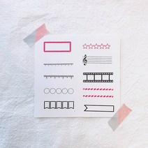 [스탬프마마] 마스킹 씰 스탬프 (디자인 종류 선택), 만년스탬프(검정), 기본줄자(Standard Ruler)