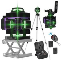 정확한 레이저 레벨기 KKMOON-셀프 레벨링 16 라인 4D 360 수평 및 수직 크로스 초강력 녹색 532nm 레벨, [08] Type 2 EU Plug
