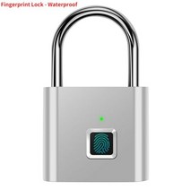 지문인식USB 열쇠 없는 충전 도어 잠금 장치 스마트 자물쇠 아연 합금 금속 자체 이미징 칩 10 개 해제, 02 Silver