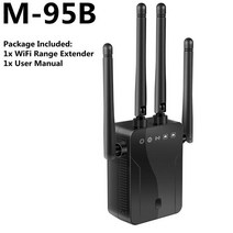와이파이에그 휴대용와이파이 lte 라우터 데이터에그 GRWIBEOU M-95B 무선 리피터 Wifi 300M 신호 증폭기 익스텐더 4 안테나 사무실 홈, 02 BLACK_01 EU plug