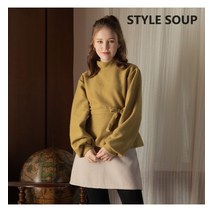 [SOUP] [숲]아웃 냅핑 모크넥 훌 블라우스_SXBLSF1