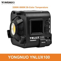 YONGNUO YNLUX100 Pro 컴팩트 LED 비디오 라이트 COB 사진 필 야외 브이로그 스트리밍용 3200K-6500K 12, 03 Black-YNLUX100