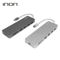 아이논 USB C타입 to 3.0 7포트 with HDMI SD MicroSD 허브, 그레이