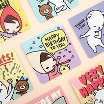 포니브라운 카툰 메시지 카드 12종 편지지 기념카드 편지 메시지, 타입:마리프생일캔들