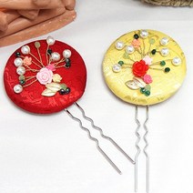 Her1088 장미와 진주비녀 배씨 머리장식 여아 한복장신구 설빔장식 설날