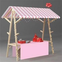 이동식 가판대 진열대 플리마켓 행사장 축제 야외 노점, p.핑크150x60x200(천장보+식탁보+조명