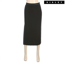 시슬리 레터링 밴딩 트임스커트 SASK24941 BK