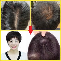 랜덤마트 리얼스킨 인모 여자 정수리 부분가발 여성 정수리가발, 인모 웨이브 가발-블랙12~20cm, 1개