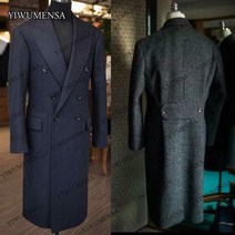 트위드 손담비 YIWUMENSA 울 블렌드 그레이 네이비 블루 포멀 웨딩 턱시도 피크 라펠 더블 브레스 티드 블레이저 온리 코트 남성 자켓 2021 | 울 블렌드