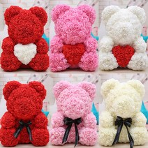 장미 곰돌이 40cm 이벤트꽃 프로포즈 로즈베어 장미꽃 인형 프로포즈 발렌타인데이 화이트데이 특별한날 결혼 입학식 졸업식 기념일 크리스마스 선물 곰인형꽃다발_쯔야코드, 소형하트:레드+화이트[OPP포장]