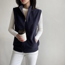 그린섬 후리스 하이넥 집업 여성 조끼 포켓 이너 겨울 국내생산