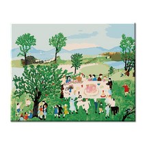 diy 명화그리기 추천 J77 그랜마 모지스 생일케이크 (물감 2배) 50x40 아크릴 유화 물감 색칠하기 명작 그림 인테리어 액자 풍경화