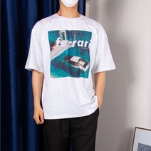 2컬러 남여공용 남자 여름 오버핏 페라리 디프 나염 면 반팔 티셔츠
