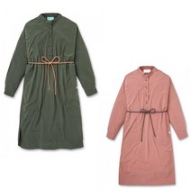 코오롱스포츠 여성 노아 반오픈 차이나카라 원피스 카키 살몬 허리 로프끈 심플 유니크 VKSXW20768 WKH WSL