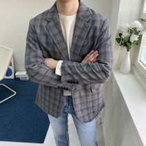 남자 글렌체크 블레이저 자켓 봄 가을 아우터