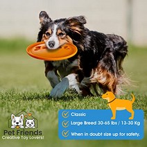 강아지원반 프리스본 펫프렌즈 라이트 개 프리스비 대형견용 이지 그랩 디스크 해변과 호수에서 놀기 위한 가볍고 떠다니는 프리스비 개 장난감 천연 고무 튼튼하고 안전한 (주황색)