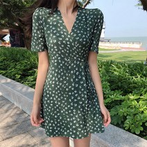 그린 랩원피스 초록 플라워 원피스