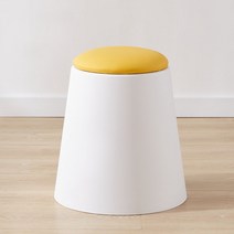 북쪽 의자 둥근 의자 거실 식탁 작은 벤치 간단한 높은 의자 두꺼운 가구 쌓을 수있는 낮은 의자, 순수한 흰색과 노란색 부드러운 가방