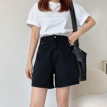 [이꾸띠] 아데스다시오이즈 여성 여름 3컬러 하이라이즈 버튼 청반바지