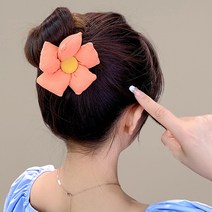 플라워 올림머리밴드 예쁜당고머리 헤어끈 똥머리밴드 당고머리헤어끈 업스타일, 오렌지