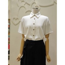 샤틴 베이직 카라넥 블라우스