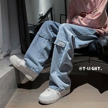 봄과 가을 스트레이트 청바지 남성 느슨한 조수 브랜드 일본 복고풍 하이 스트리트 홍콩 바닥 떨어지는 하렘 바지