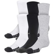 언더아머 퍼포먼스 테크 크루 양말3 6 팩, X-Large, Steel Assorted (6-pairs)