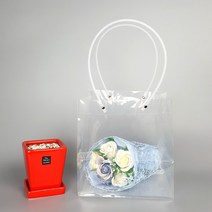 선물포장 투명 화분 쇼핑백 5장, 투명 사각 비닐 쇼핑백