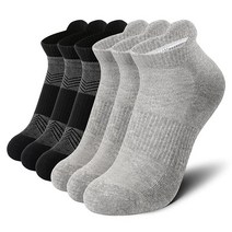 Nonwe 유니 발목 양말 쿠션 로우 컷 운동 탭 스포츠 남성 및 여성용 6팩 블랙&화이트-남성 Large, Small_Black gray-men, Black gray-men