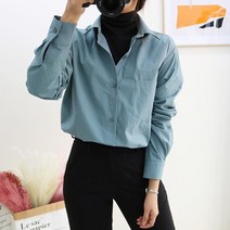 헤이뽀 / 데이 바스락 루즈핏 무지 코튼 면 셔츠 4컬러