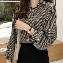 [우수상품]^^&&^^ 체크셔츠 여성블라우스 카라셔츠 잔체크남방 셔츠 레이어드 남방 블라우스 여성 스트라이