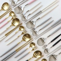 큐티폴 커트러리 신혼 수저세트, 실버_화이트, 티스푼