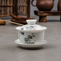 국화 사군자 개완 도자기 찻잔 개합잔 다기