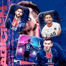 와우박스 주문제작 파리생제르맹 PSG 리오넬 메시(Lionel Messi) 축구 선수 에어팟 버즈 무선 이어폰 케이스, 무광 하드케이스, 버즈(밑판 흰색)