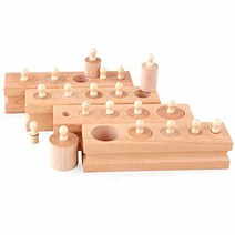 Adena Montessori 미니 원기둥 블록 (4개 세트) 소재 감각 교육 도구 미취학 아동용 초기 몬테소리 장난감 유아용.