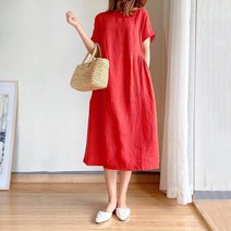여성 린넨 원피스 빅사이즈 심플 오버핏 a라인 캐주얼 여자 봄 여름 가을 반팔 롱원피스 linen dress women JX0793