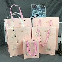 선물포장봉투 버들못 선물파우치 종이봉투 드렌드 복장 쇼핑 정월 대보름날 밤 가족 답례했다 포장가방 1433298066, 1가방12개빅하이32롱26두꺼운12라이트핑크레드사진색번, 버들못 하드 끈