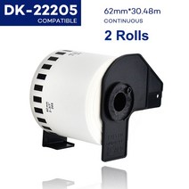 Brother 라벨 프린터 용 DK-22205 연속 DK-11204 다이 컷 표준 주소 2 롤 감열지, 09 2Rolls DK-22205