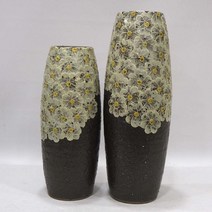 우리도예 국산 여주도자기화병 (상세설명사이즈확인), 분거친국화무리화병세트 대